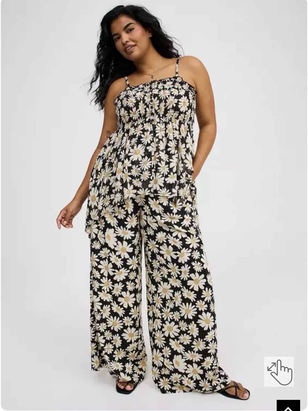 Daisy-Print Wide-Leg Pants